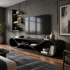 Contemporary Curved TV Console With Sculptural Loop Base For Living Room