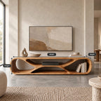 Contemporary Curved TV Console With Sculptural Loop Base For Living Room