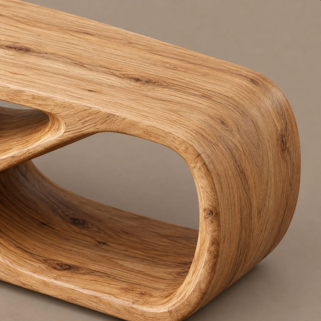 Contemporary Curved TV Console With Sculptural Loop Base For Living Room
