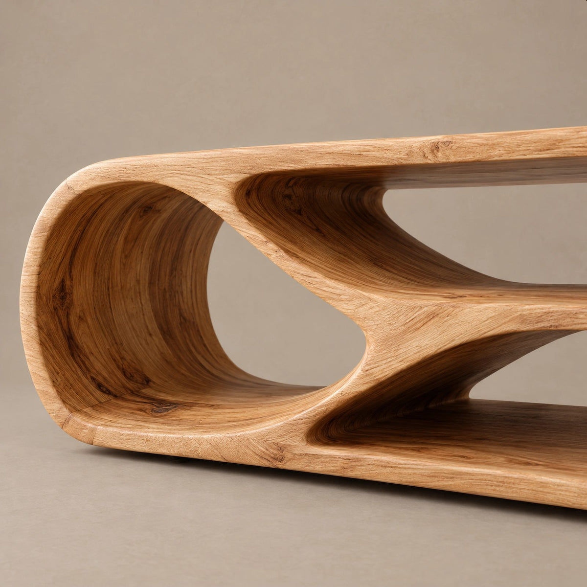 Contemporary Curved TV Console With Sculptural Loop Base For Living Room