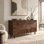 Artisan Wide Dresser With Fluted Diagonal Wave Drawers For Bedroom