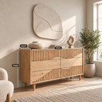 Artisan Wide Dresser With Fluted Diagonal Wave Drawers For Bedroom