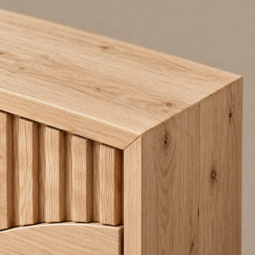 Artisan Wide Dresser With Fluted Diagonal Wave Drawers For Bedroom