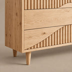 Artisan Wide Dresser With Fluted Diagonal Wave Drawers For Bedroom
