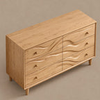 Handcrafted Wooden Dresser With Flowing Wave Drawer Fronts For Bedroom