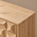 Modern Wooden Dresser With Carved Diamond Relief Drawers For Bedroom