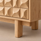 Modern Wooden Dresser With Carved Diamond Relief Drawers For Bedroom