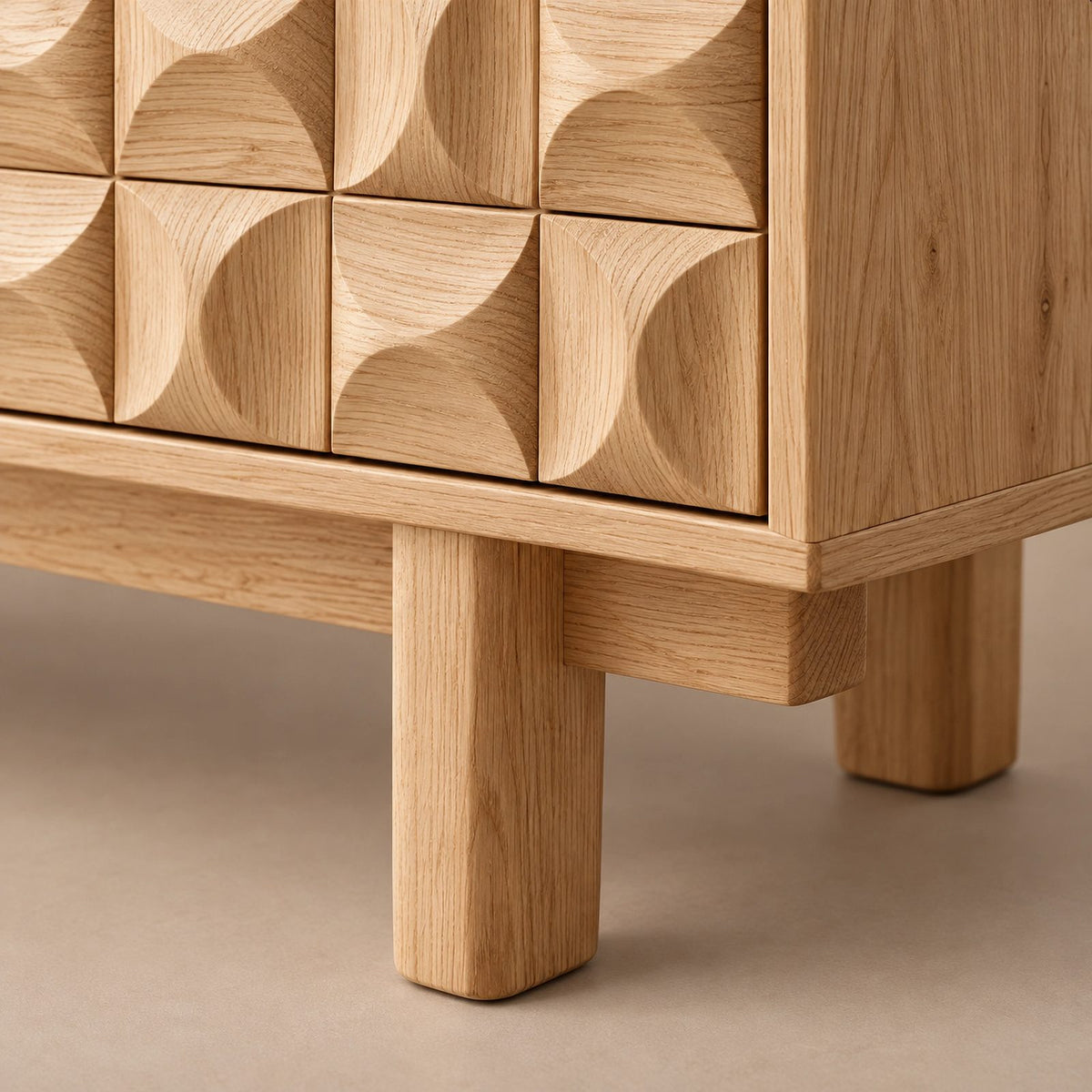 Modern Wooden Dresser With Carved Diamond Relief Drawers For Bedroom