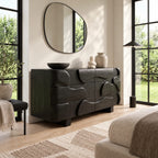 Sculptural Wooden Dresser With Draped Curved Drawer Fronts For Bedroom