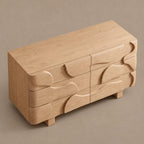 Sculptural Wooden Dresser With Draped Curved Drawer Fronts For Bedroom