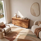 Contemporary Wide Dresser With Fluted Wave Drawer Fronts For Bedroom