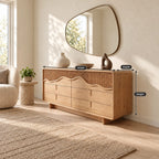 Contemporary Wide Dresser With Fluted Wave Drawer Fronts For Bedroom