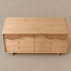 Contemporary Wide Dresser With Fluted Wave Drawer Fronts For Bedroom