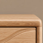 Modern Wooden Dresser With Layered Wave Carved Drawers For Bedroom