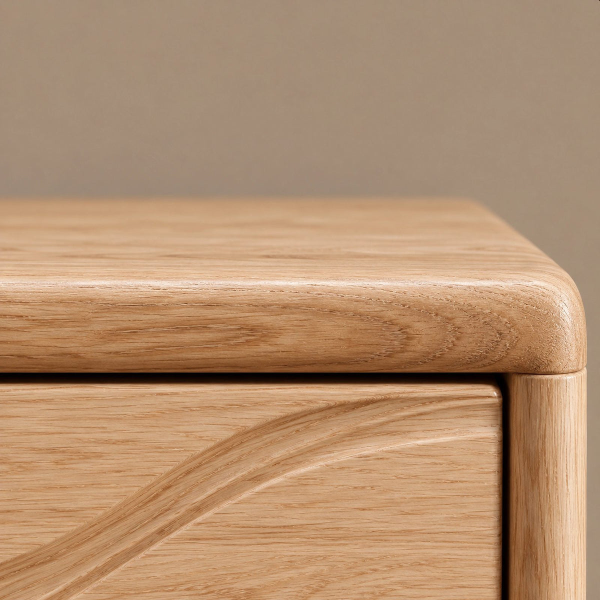 Modern Wooden Dresser With Layered Wave Carved Drawers For Bedroom