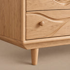 Modern Wooden Dresser With Layered Wave Carved Drawers For Bedroom