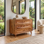 Minimalist Solid Wood Dresser With Rounded Drawer Fronts For Bedroom