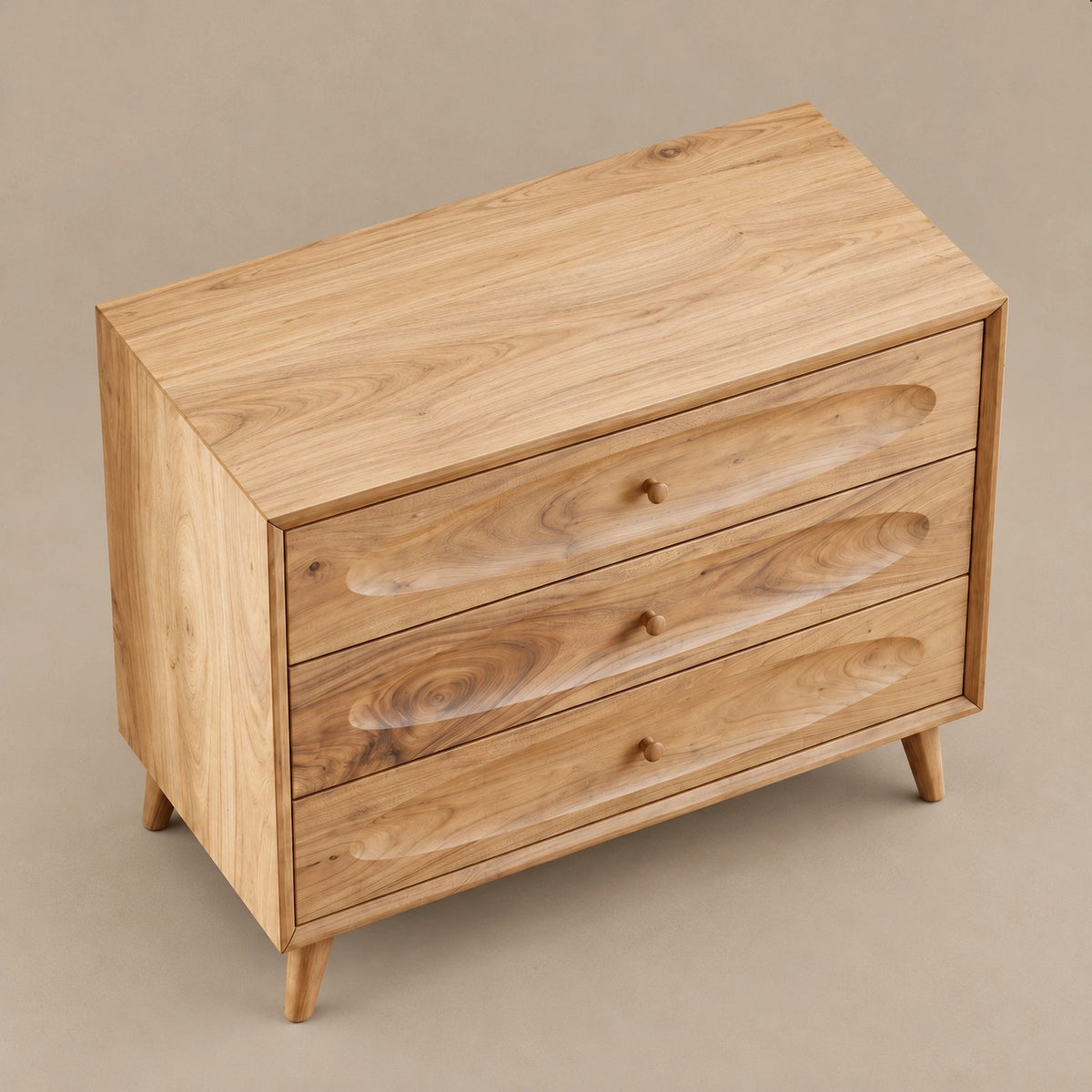 Minimalist Solid Wood Dresser With Rounded Drawer Fronts For Bedroom