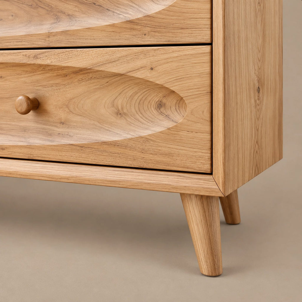 Minimalist Solid Wood Dresser With Rounded Drawer Fronts For Bedroom