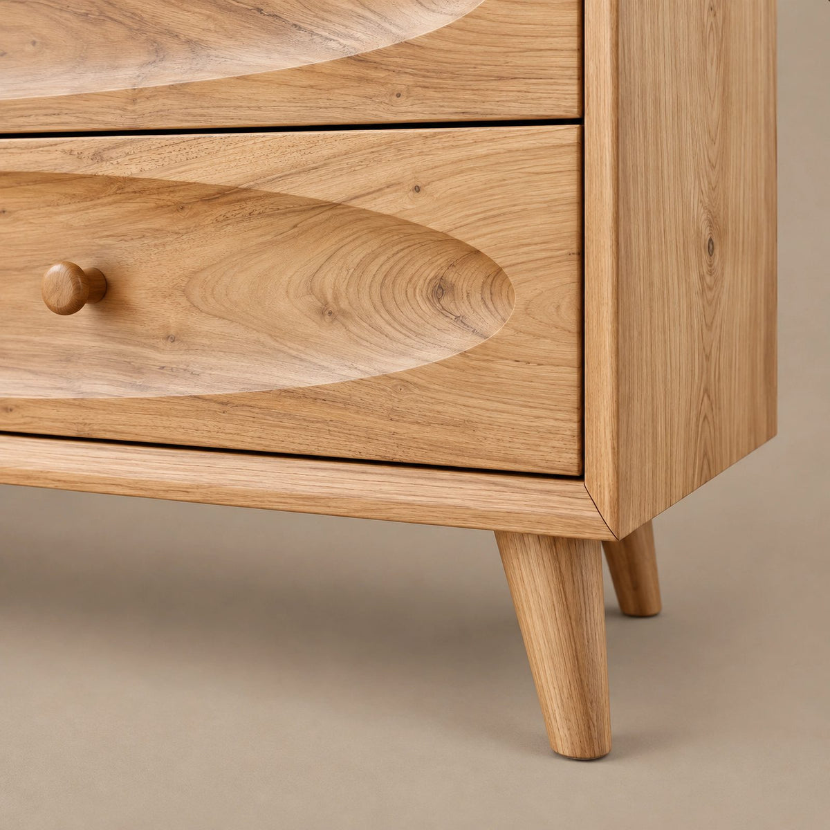 Minimalist Solid Wood Dresser With Rounded Drawer Fronts For Bedroom