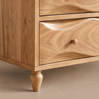 Mid Century Wooden Dresser With Swirling Grain Drawer Fronts For Bedroom