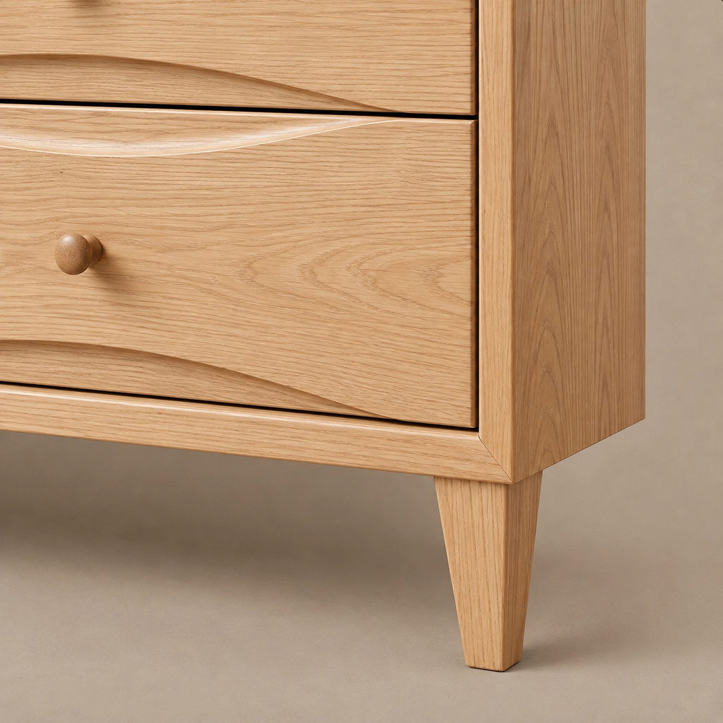 Scandinavian Wide Dresser With Clean Curved Drawer Fronts For Bedroom