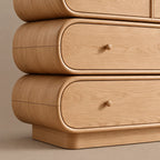Sculptural Wooden Dresser With Rounded Stacked Drawers For Bedroom