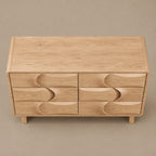Contemporary Wooden Dresser With Wave Carved Drawer Pair For Bedroom