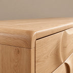 Contemporary Wooden Dresser With Wave Carved Drawer Pair For Bedroom