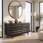 Modern Sculpted Wood Dresser With Geometric Drawer Fronts For Bedroom