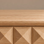 Contemporary Faceted Wood Dresser With Diamond Carved Drawers For Bedroom