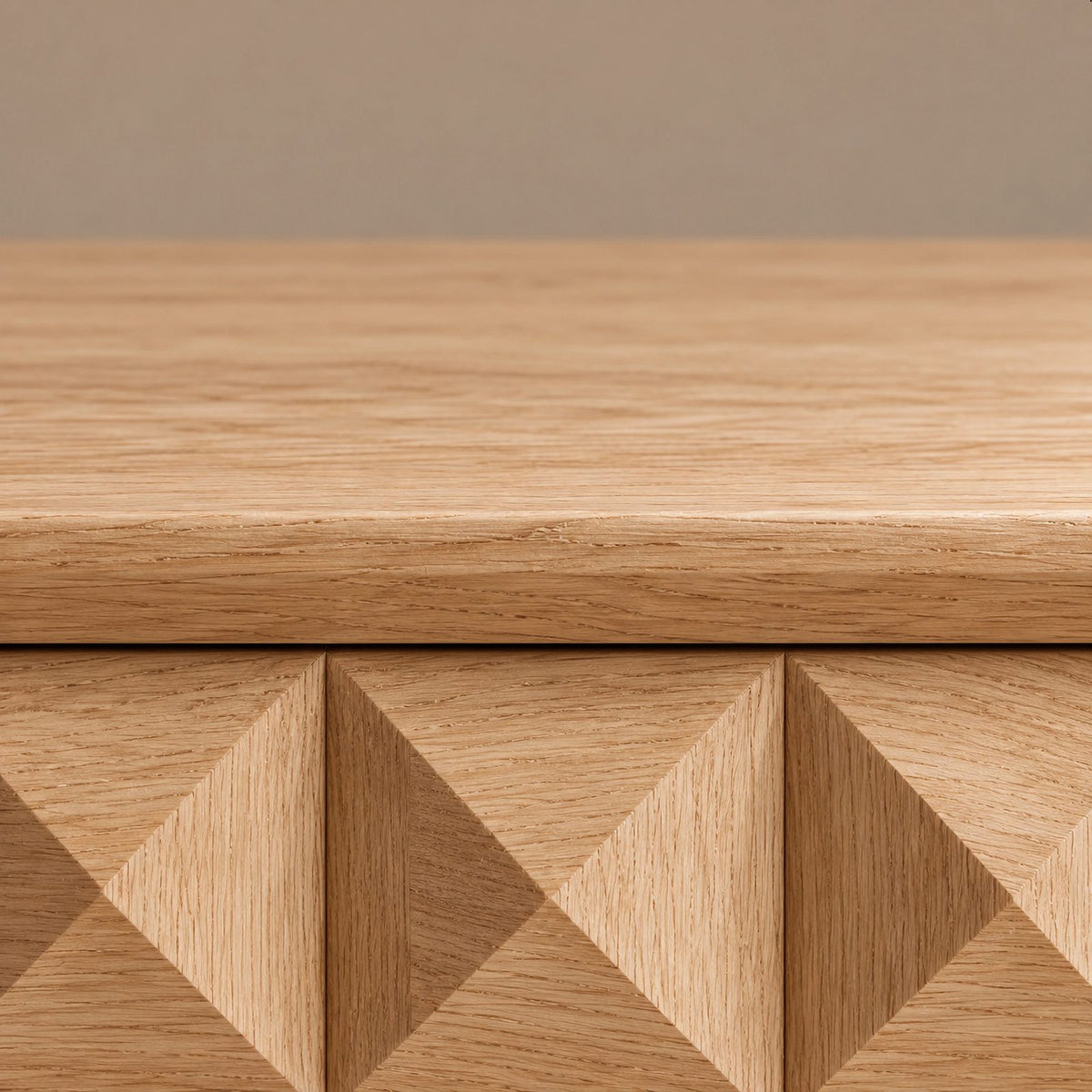 Contemporary Faceted Wood Dresser With Diamond Carved Drawers For Bedroom