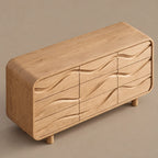 Sculptural Wave Carved Wood Dresser With Curved Drawer Fronts For Bedroom