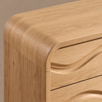 Sculptural Wave Carved Wood Dresser With Curved Drawer Fronts For Bedroom