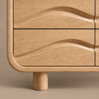 Sculptural Wave Carved Wood Dresser With Curved Drawer Fronts For Bedroom