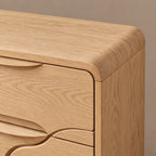 Artisan Carved Wood Dresser With Organic Puzzle Drawer Fronts For Bedroom