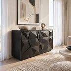 Modern Faceted Wood Dresser With Geometric Drawer Design For Bedroom