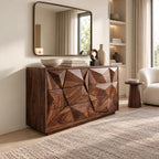 Modern Faceted Wood Dresser With Geometric Drawer Design For Bedroom