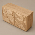 Modern Faceted Wood Dresser With Geometric Drawer Design For Bedroom