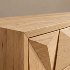 Modern Faceted Wood Dresser With Geometric Drawer Design For Bedroom