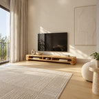 Minimalist Wooden TV Stand With Open Storage Shelf For Living Room