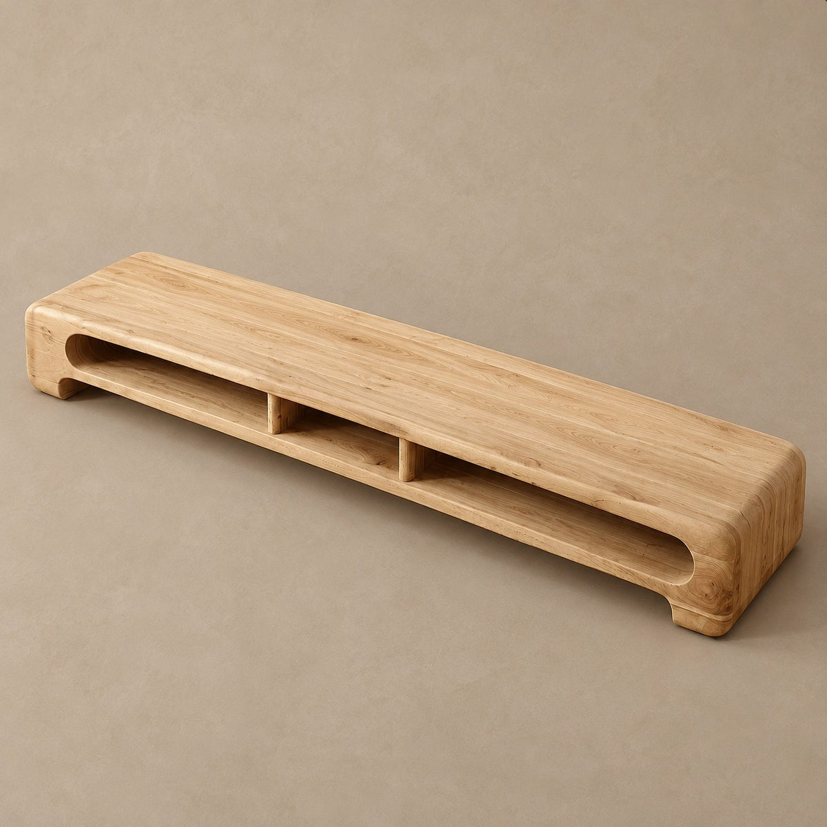 Minimalist Wooden TV Stand With Open Storage Shelf For Living Room