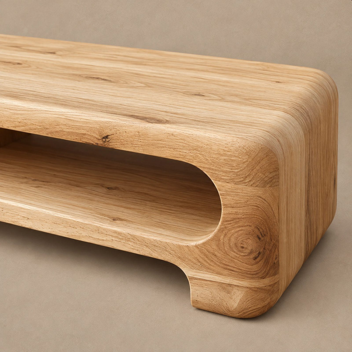 Minimalist Wooden TV Stand With Open Storage Shelf For Living Room