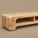 Minimalist Wooden TV Stand With Open Storage Shelf For Living Room