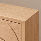 Contemporary Wood Dresser With Carved Arc Pattern Drawers For Bedroom