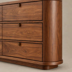 Minimalist Solid Wood Six Drawer Dresser With Curved Corners For Bedroom