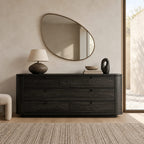 Minimalist Solid Wood Six Drawer Dresser With Curved Corners For Bedroom