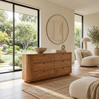 Minimalist Solid Wood Six Drawer Dresser With Curved Corners For Bedroom