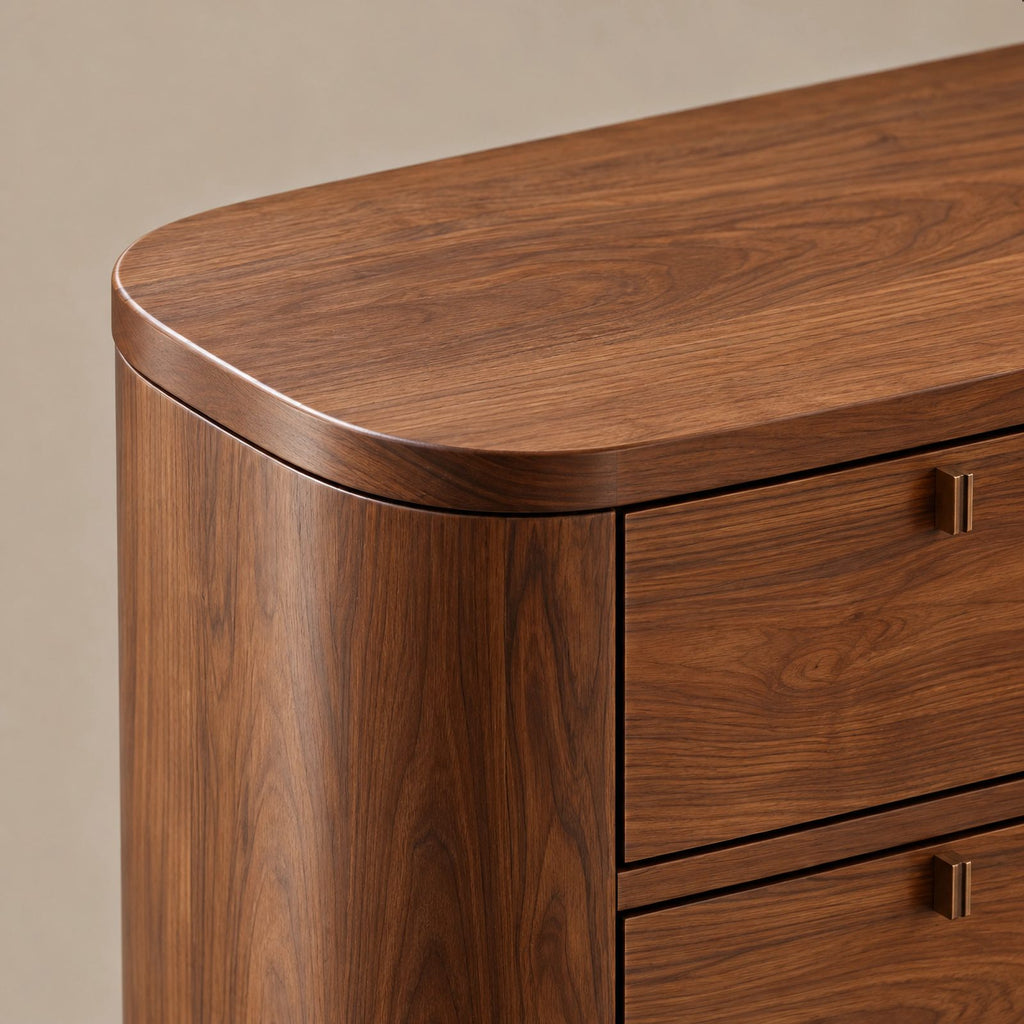 Minimalist Solid Wood Six Drawer Dresser With Curved Corners For Bedroom
