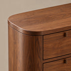 Minimalist Solid Wood Six Drawer Dresser With Curved Corners For Bedroom
